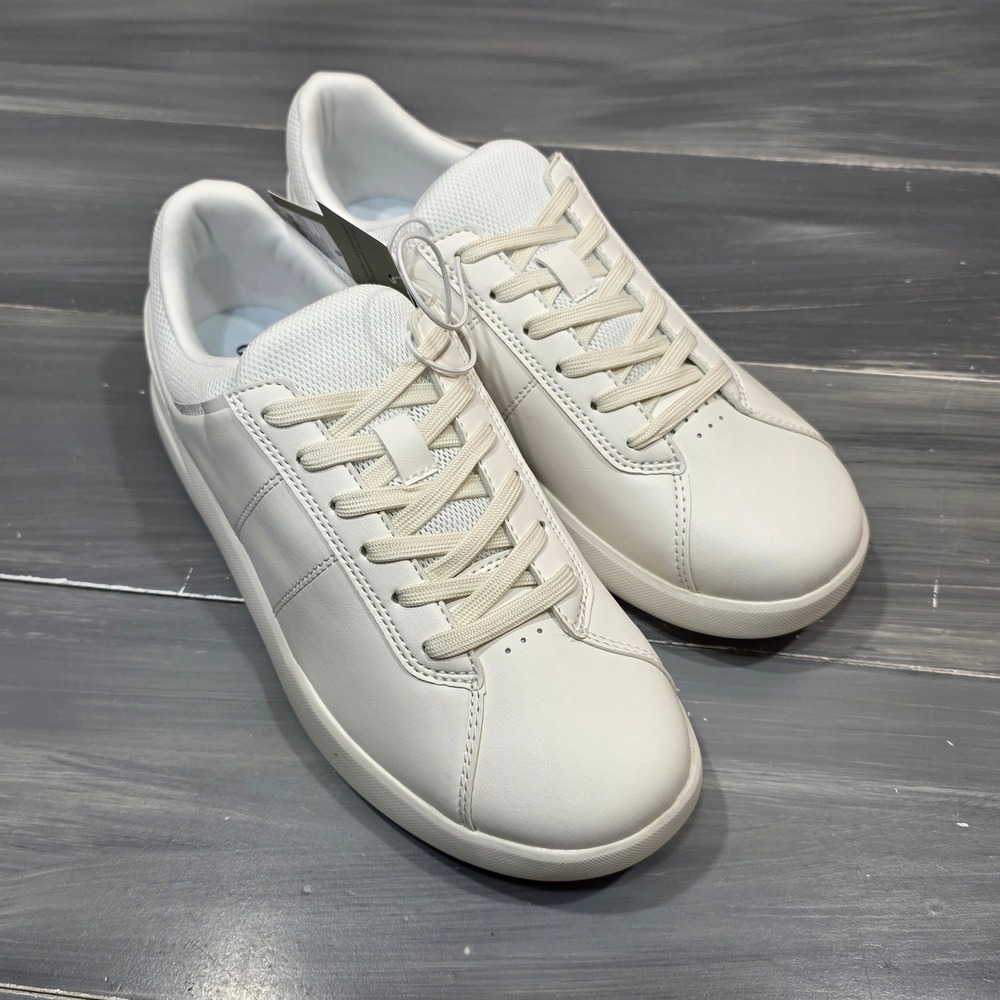 Goodfellow & Co Men's Scout Sneakers White Low Top Faux Leather Size 7 - Picture 4 of 9